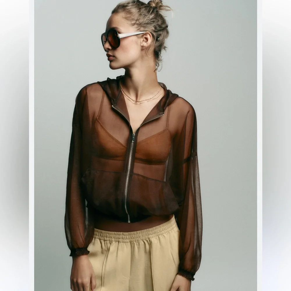 Zara hooded organza jacket - Picture 1 of 7